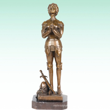 Female Home Deco Soldier Saint Joan Bronze Sculpture Statue Tpy-447